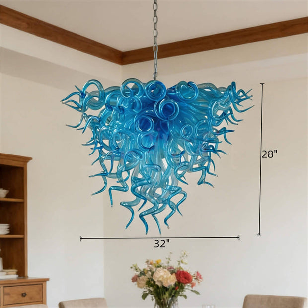 Blue color hand made art Blown Glass Chandelier modern design