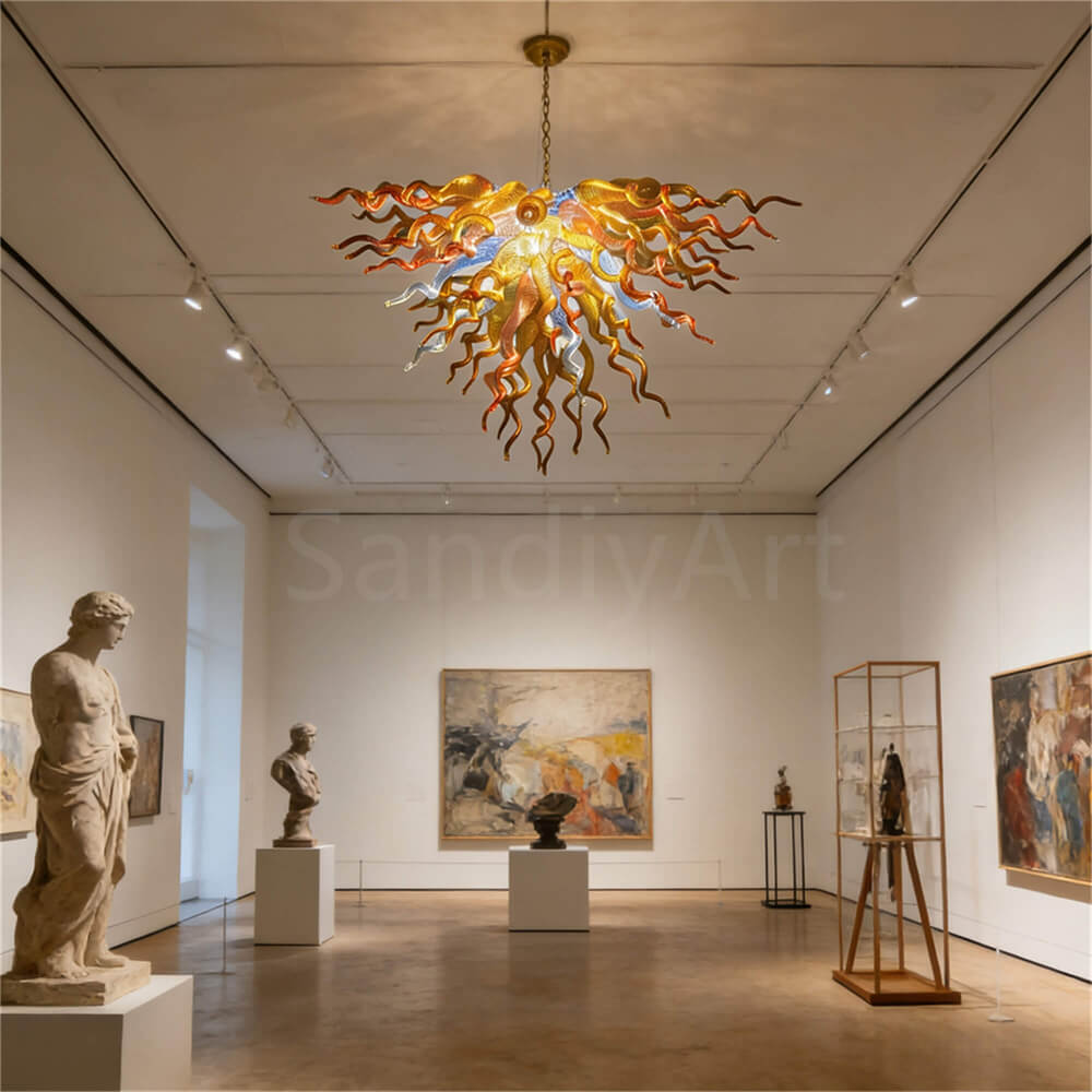 Luxury gold blown glass Artistic Pendant Light dining room decoration