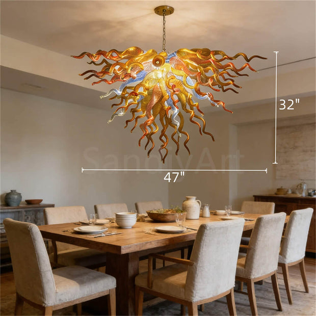 Luxury gold blown glass Artistic Pendant Light dining room decoration