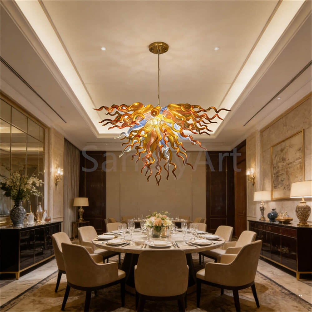 Luxury gold blown glass Artistic Pendant Light dining room decoration