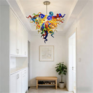 Mini hand blown glass chandelier multicolor for bedroom
