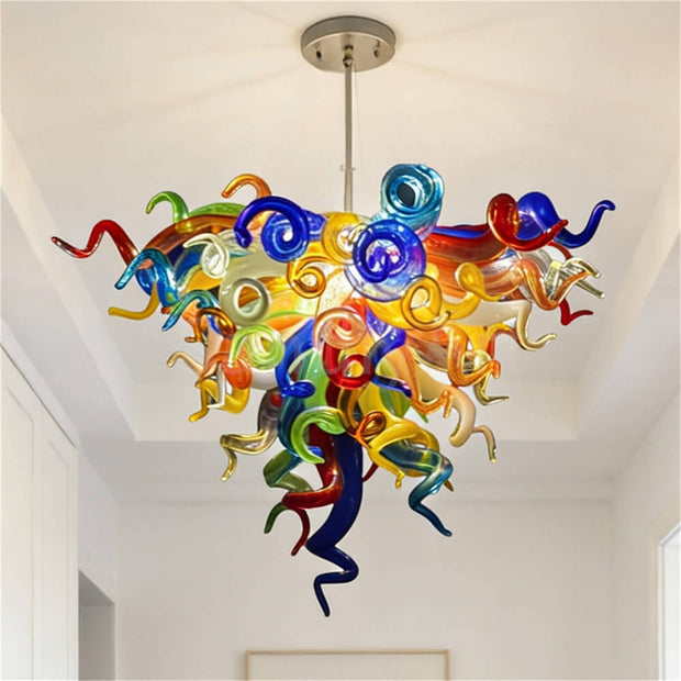 Mini hand blown glass chandelier multicolor for bedroom