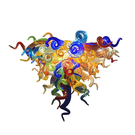 Mini hand blown glass chandelier multicolor for bedroom