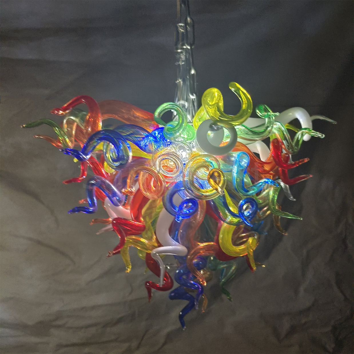 Mini hand blown glass chandelier multicolor for bedroom