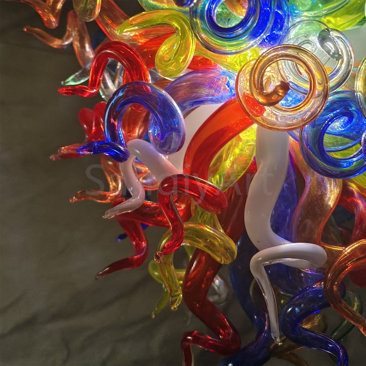 Mini hand blown glass chandelier multicolor for bedroom