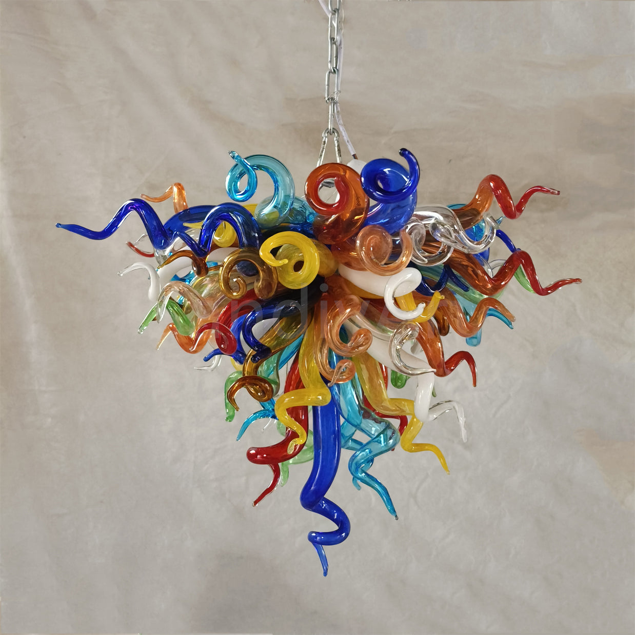 Mini hand blown glass chandelier multicolor for bedroom