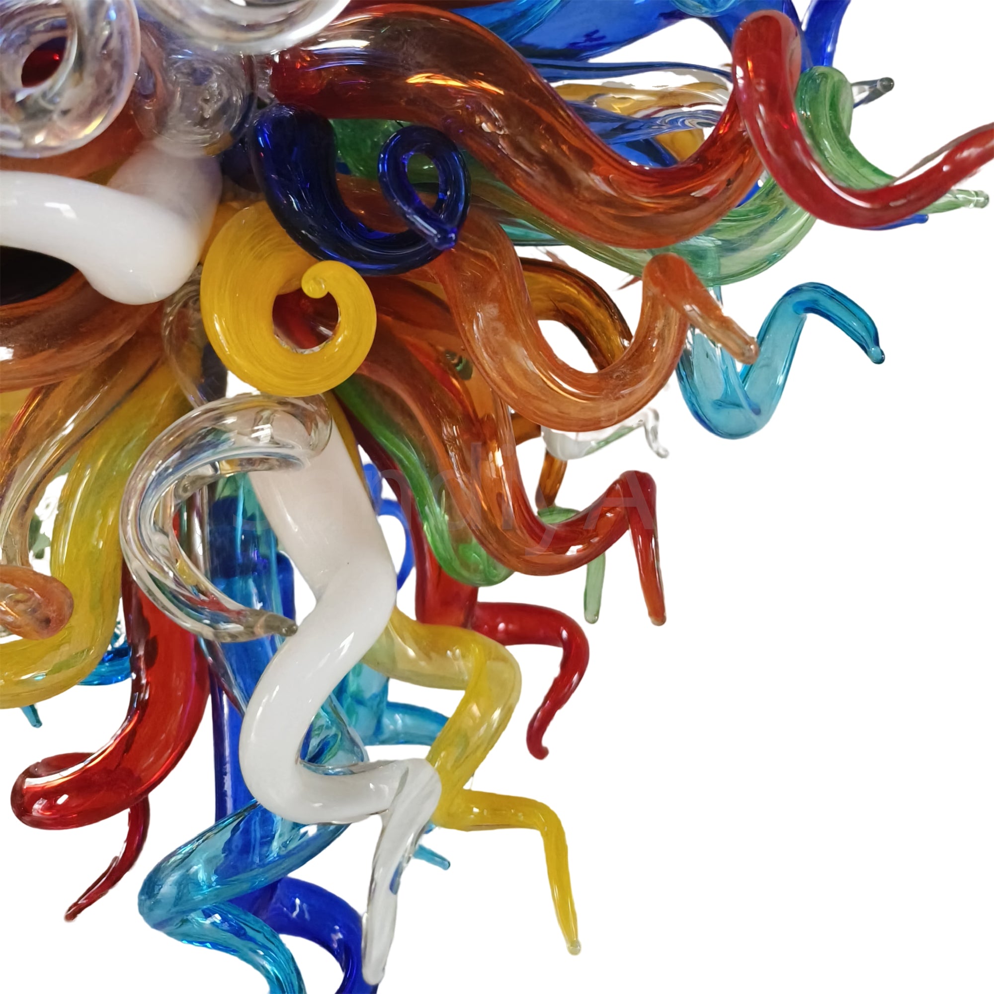 Mini hand blown glass chandelier multicolor for bedroom