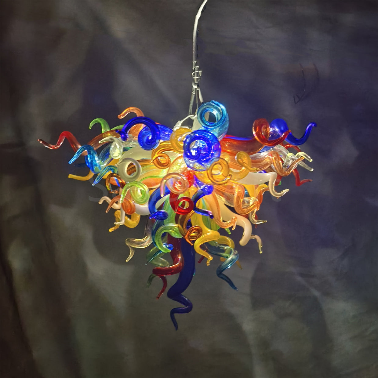 Mini hand blown glass chandelier multicolor for bedroom