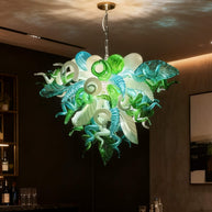 Green color DIY hand blown glass chandelier