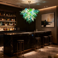 Green color DIY hand blown glass chandelier