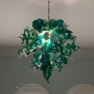 Green color DIY hand blown glass chandelier