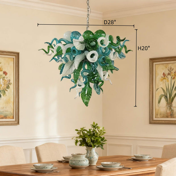 Green color DIY hand blown glass chandelier