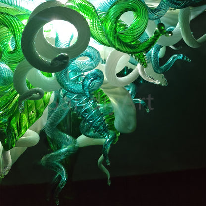Green color DIY hand blown glass chandelier dining room decoration