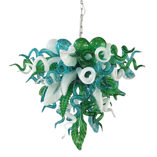 Green color DIY hand blown glass chandelier dining room decoration