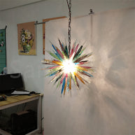 Multicolor hand made blown glass icicle chandelier modern design