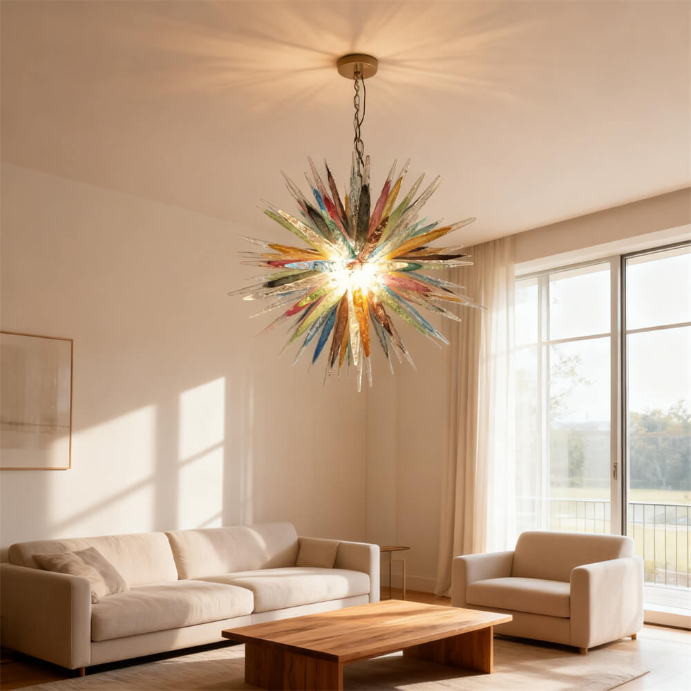 Multicolor hand made blown glass icicle chandelier modern design