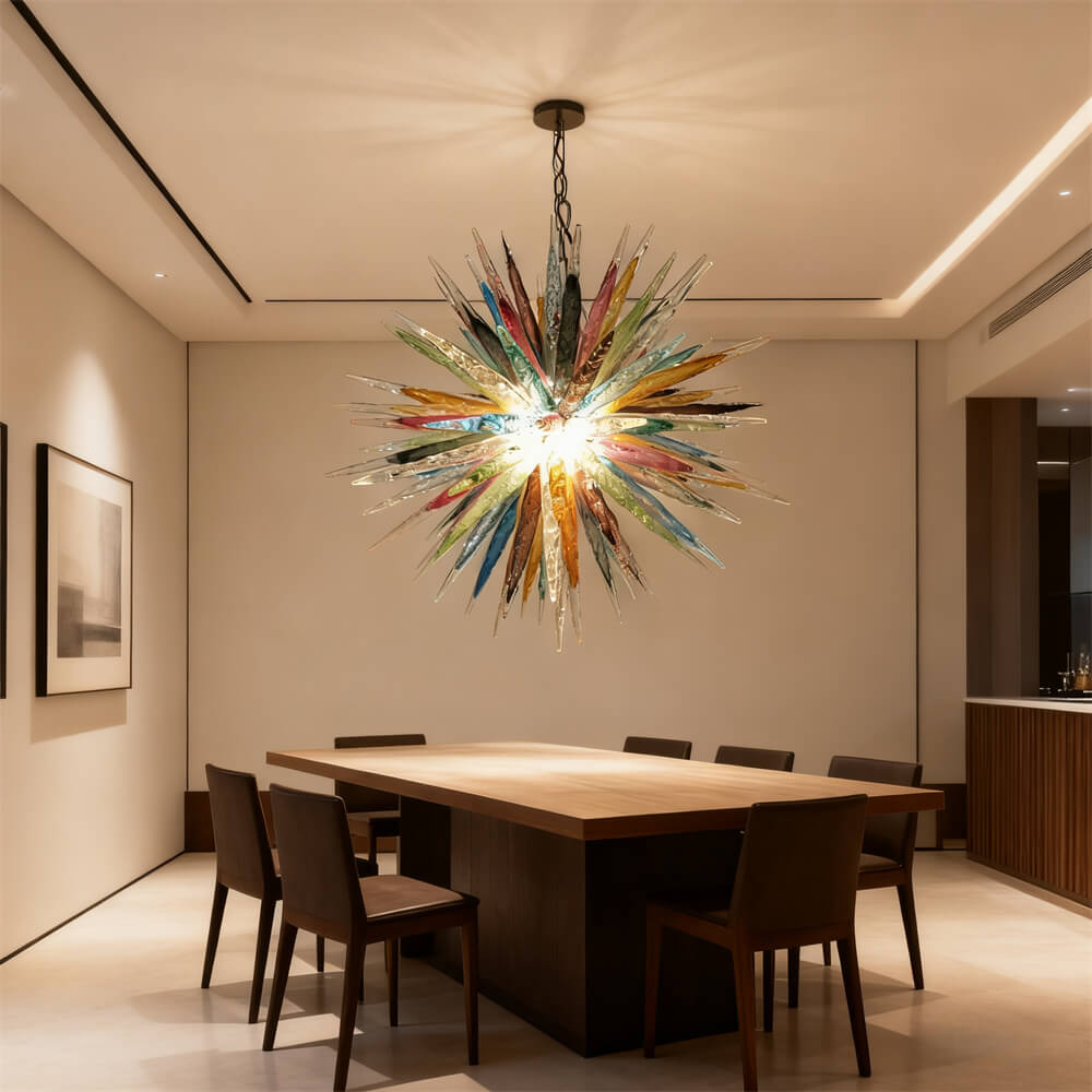Multicolor hand made blown glass icicle chandelier modern design