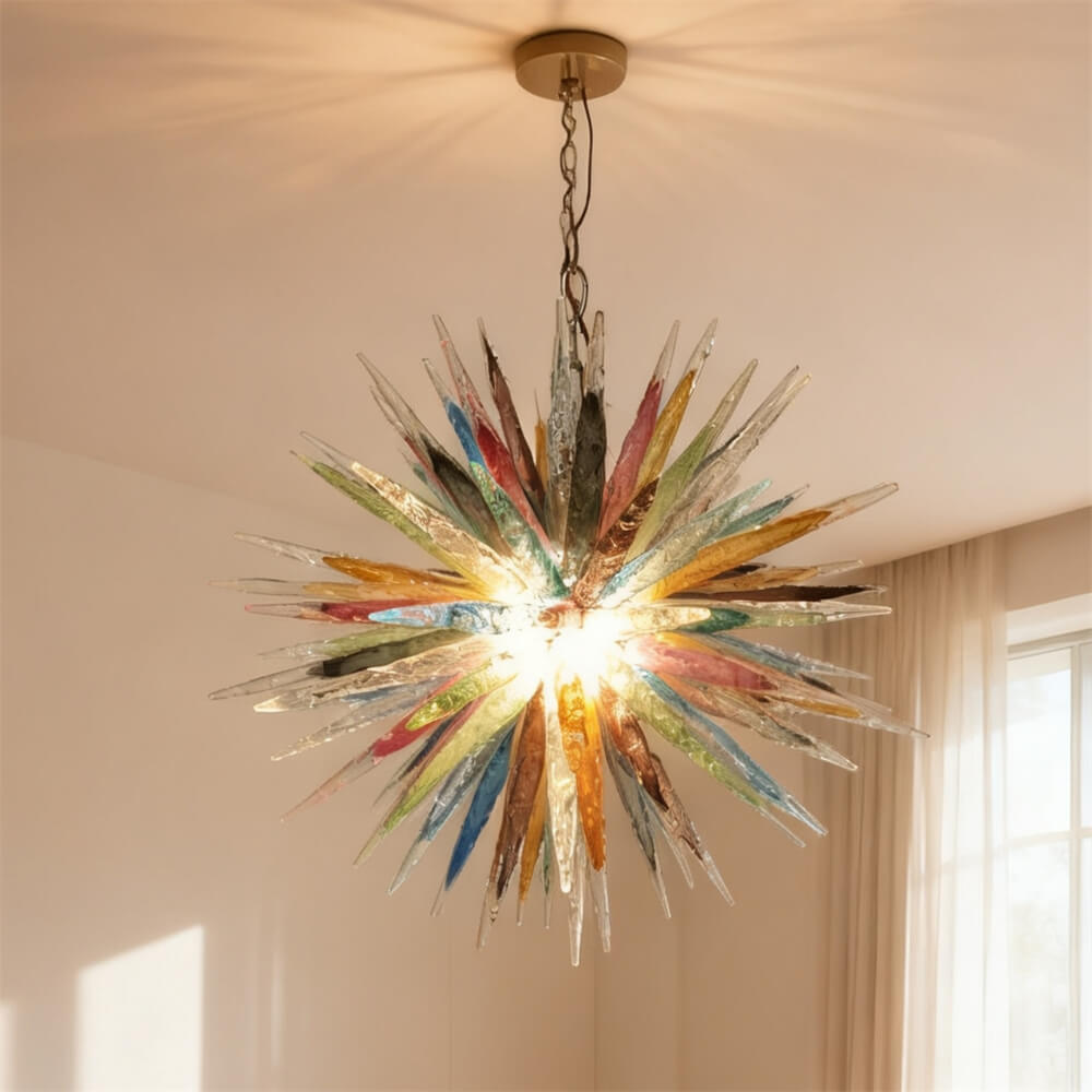 Multicolor hand made blown glass icicle chandelier modern design