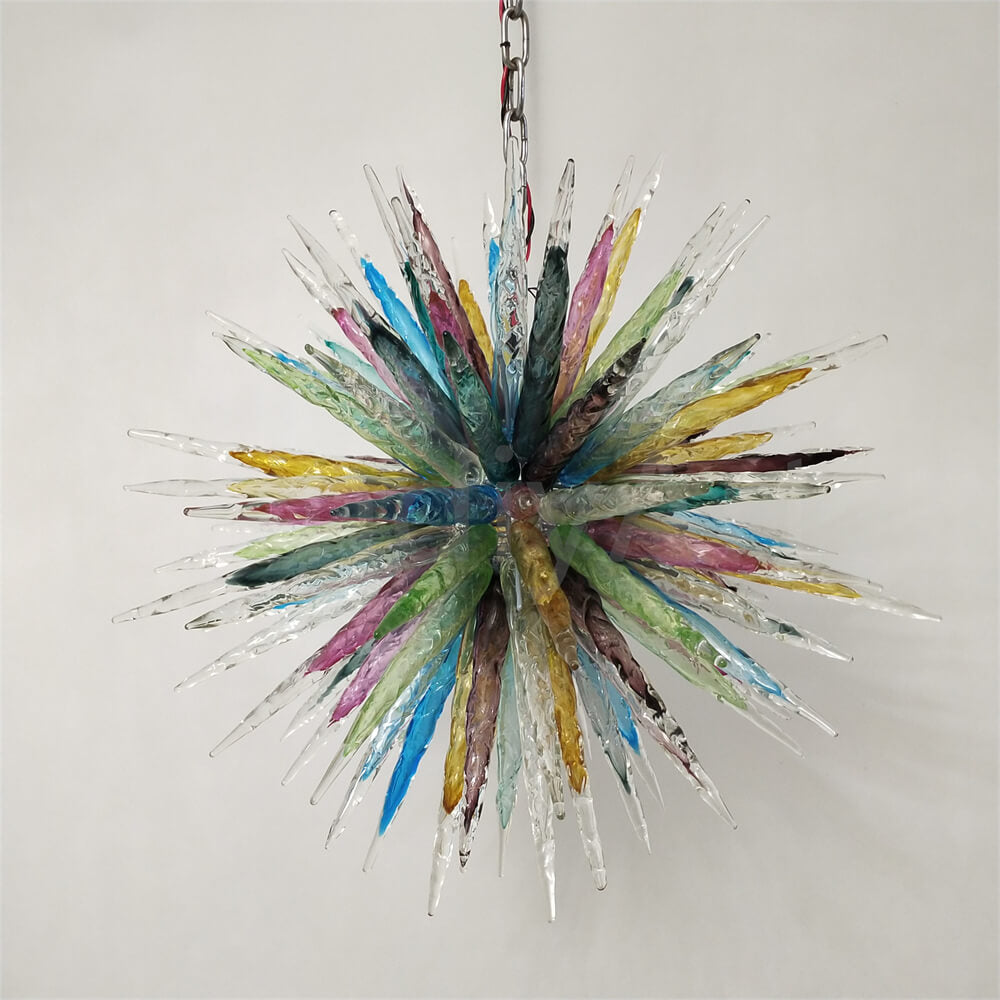 Multicolor hand made blown glass icicle chandelier modern design