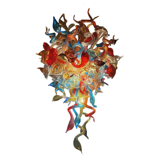 Multicolor handmade wedding blown glass chandelier flower and leaves mixed