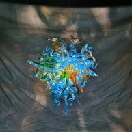 Special custom design dining room blown glass chandelier blue green and gold color