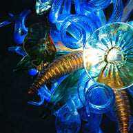 Special custom design dining room blown glass chandelier blue green and gold color