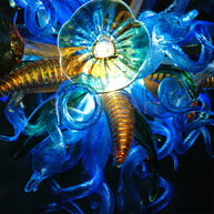 Special custom design dining room blown glass chandelier blue green and gold color