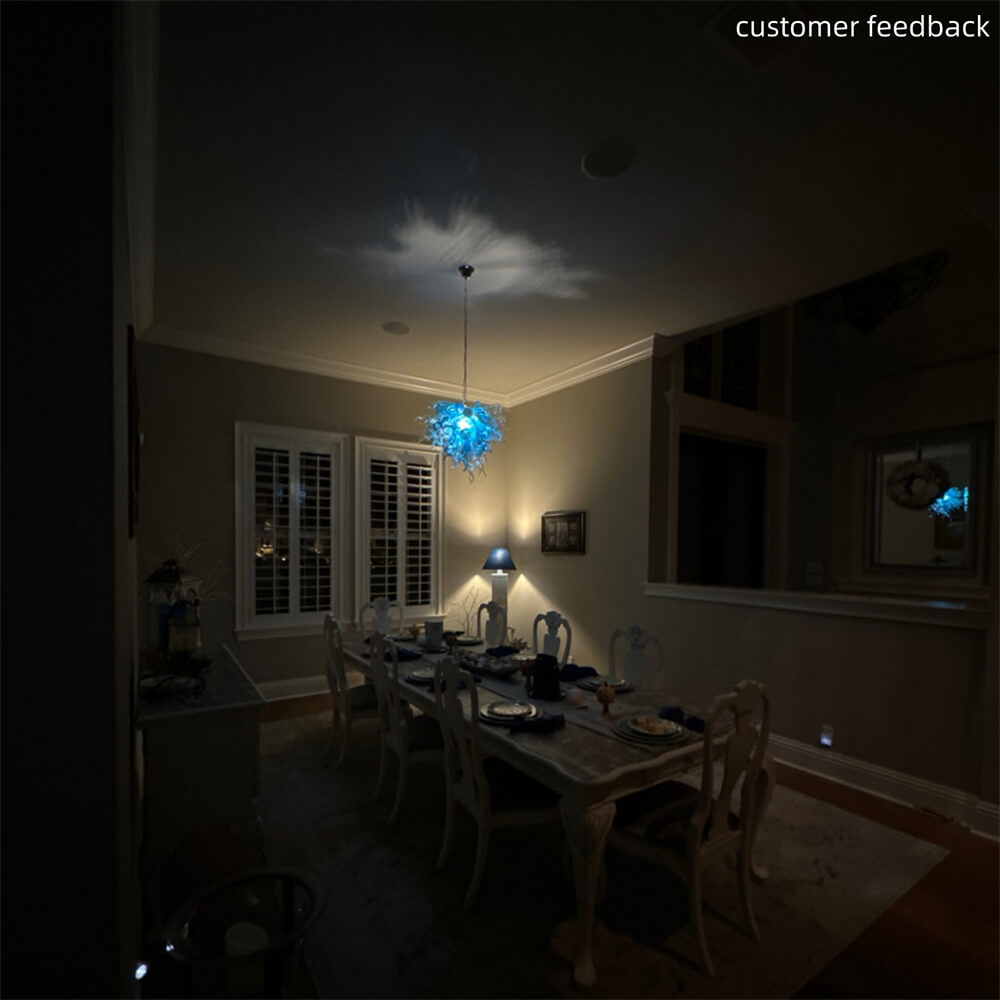 Blue and white color DIY hand made blown glass chandelier