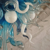 Blue and white color DIY hand made blown glass chandelier