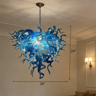 Blue and white color DIY hand made blown glass chandelier