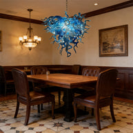 Blue and white color DIY hand made blown glass chandelier