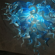 Blue and white color DIY hand made blown glass chandelier