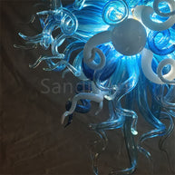 Blue and white color DIY hand made blown glass chandelier