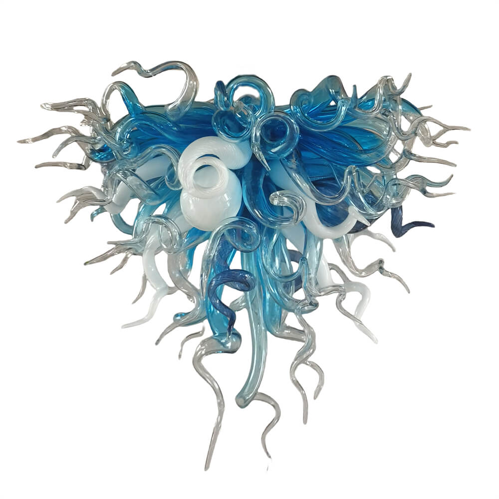Blue and white color DIY hand made blown glass chandelier