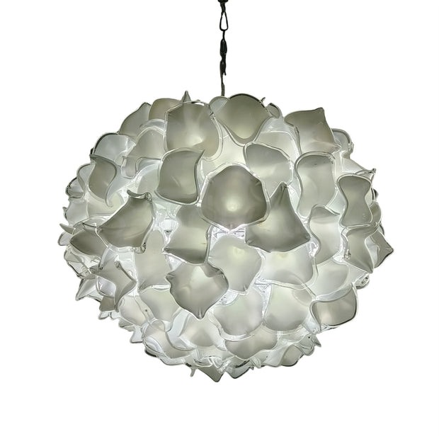 95cm Custom glass art white flower chandelier wholesale price