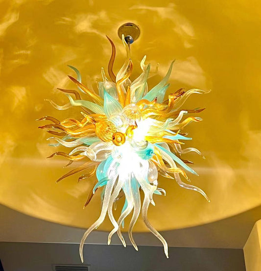 Gorgeous blown art glass chandelier luxury color custom design
