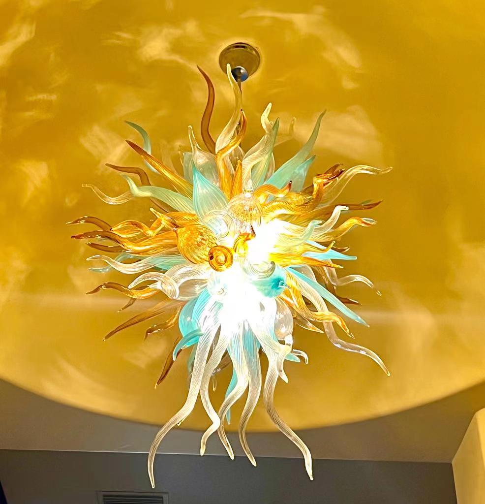 Gorgeous blown art glass chandelier luxury color custom design