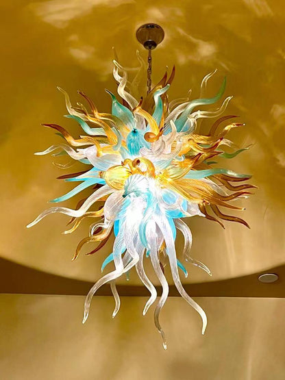 Gorgeous blown art glass chandelier luxury color custom design