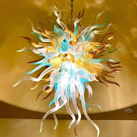 Gorgeous blown art glass chandelier luxury color custom design
