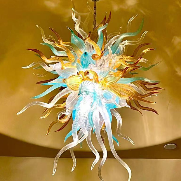 Gorgeous blown art glass chandelier luxury color custom design