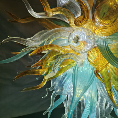 Gorgeous blown art glass chandelier luxury color custom design