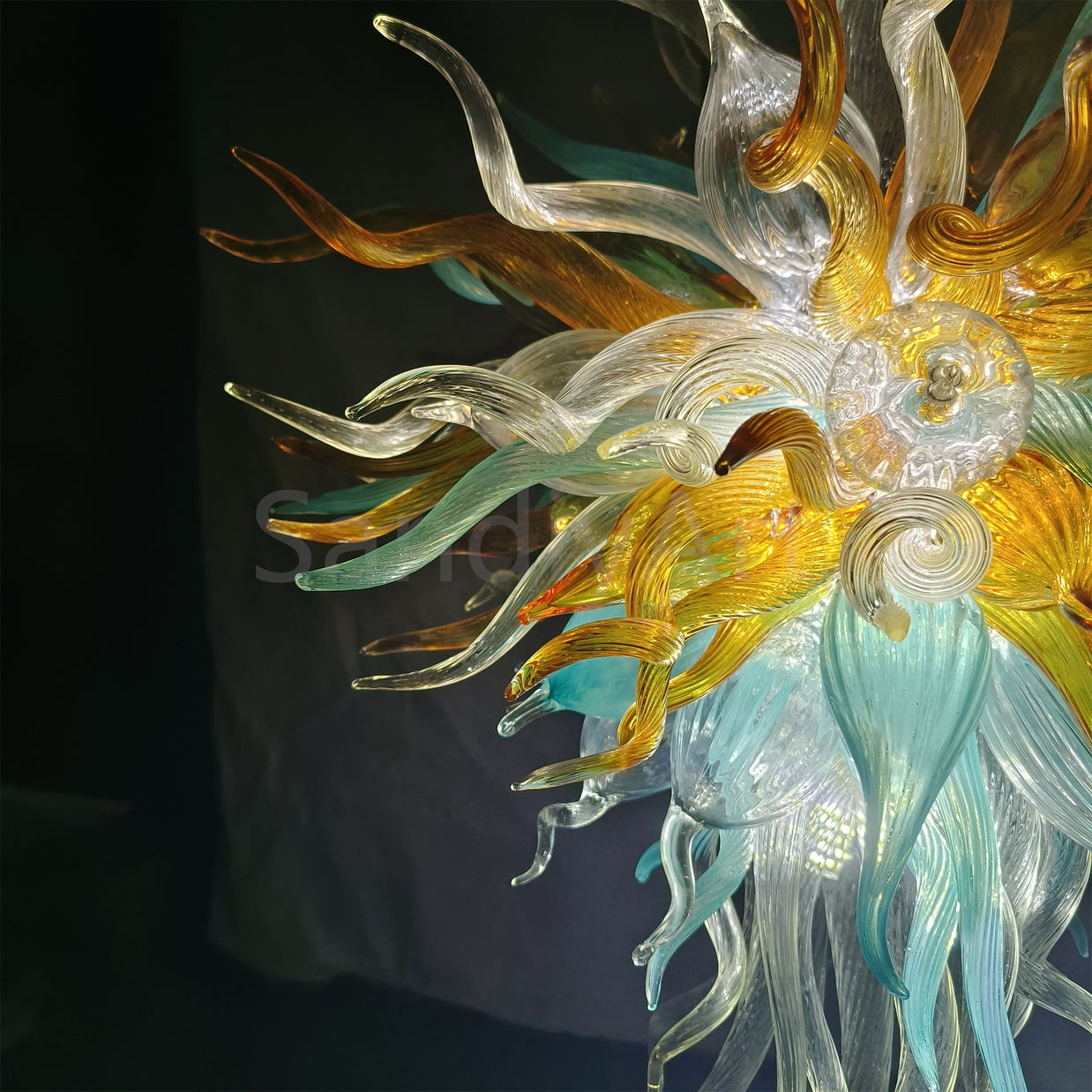 Gorgeous blown art glass chandelier luxury color custom design