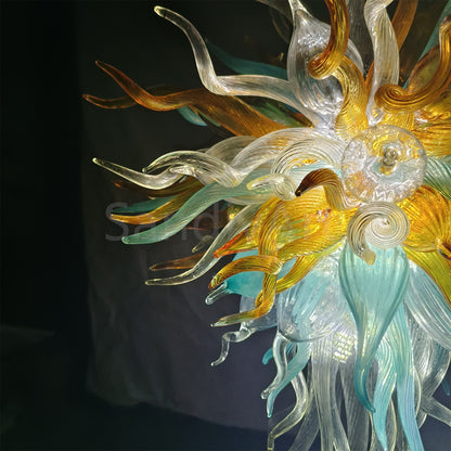 Gorgeous blown art glass chandelier luxury color custom design