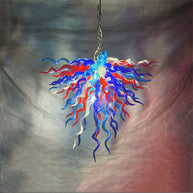 Red and blue handmade colored glaze chandelier home lighting