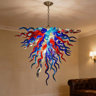 Red and blue handmade colored glaze chandelier home lighting