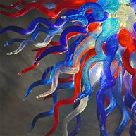 Red and blue handmade colored glaze chandelier home lighting
