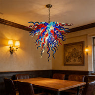 Red and blue handmade colored glaze chandelier home lighting