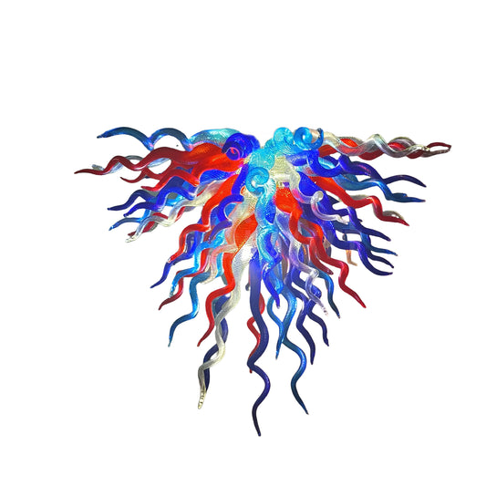Red and blue handmade colored glaze chandelier home lighting