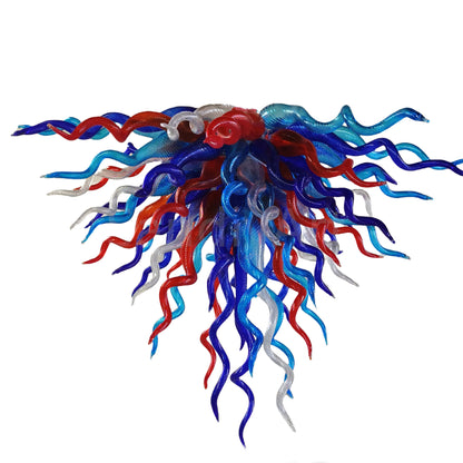 Red and blue handmade colored glaze chandelier home lighting