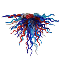 Red and blue handmade colored glaze chandelier home lighting